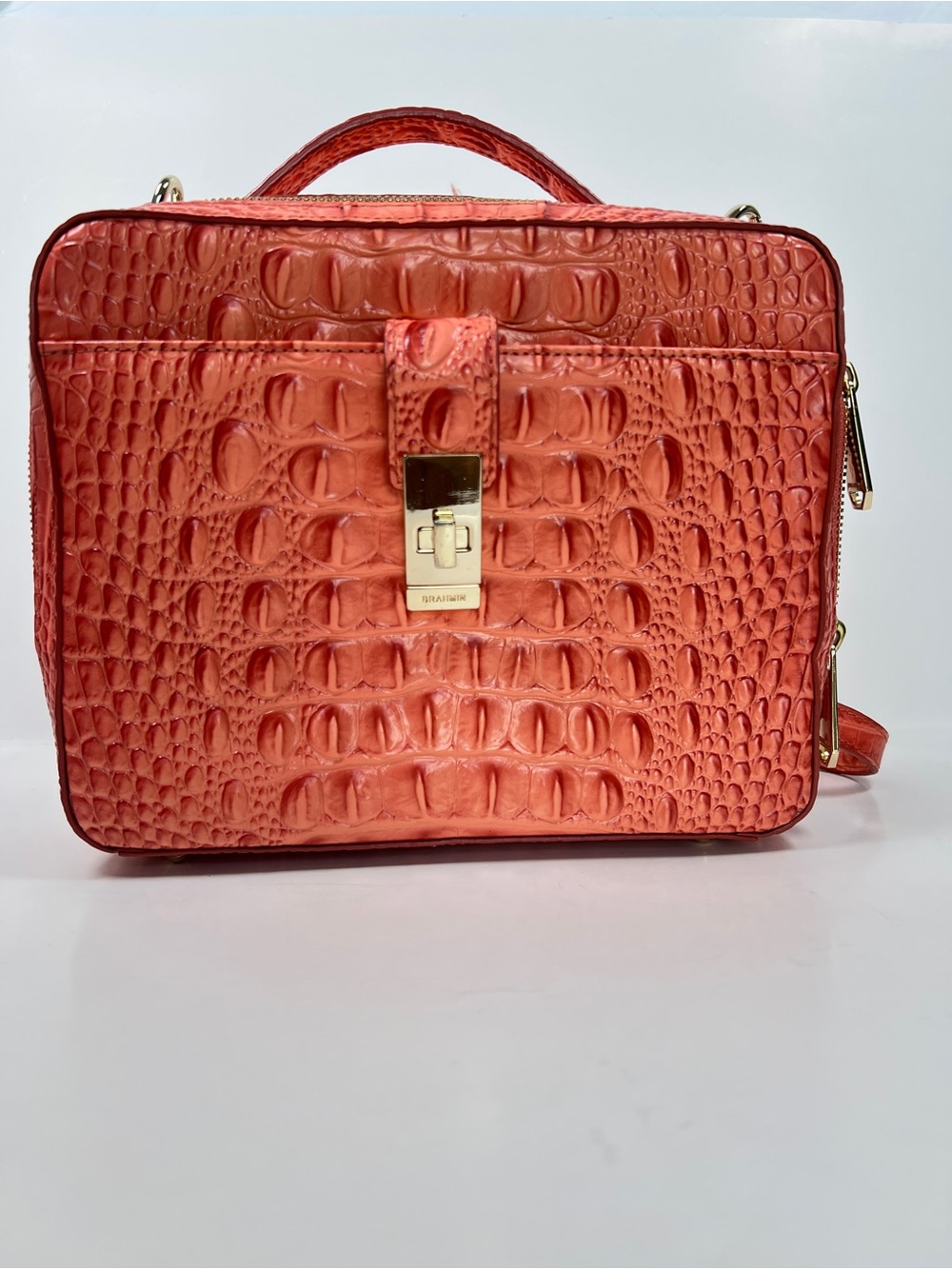 EUC! Brahmin Evie Poppy Melbourne Croc-Embossed Leather Crossbody